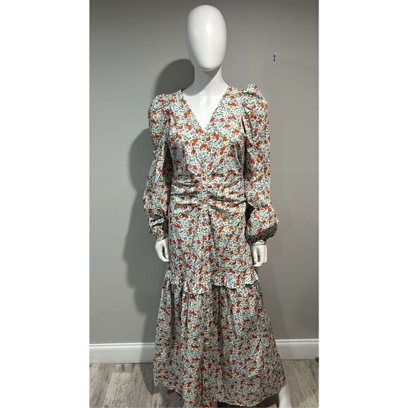By Timo Floral Cotton Long Sleeve Maxi Dress Size Medium - Picture 3 of 7